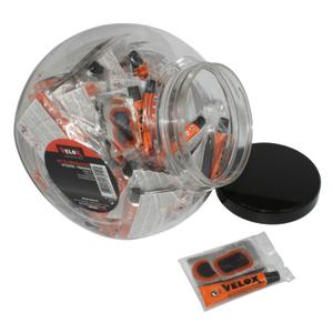 Reparationssæt til slanger city-vtc-vtt 6 lapper 25mm + 1 lap 34x24mm + 1 lap 50x30mm + lim 5g + stålrasp med vejledning krukke med 50 sæt Velox image-0