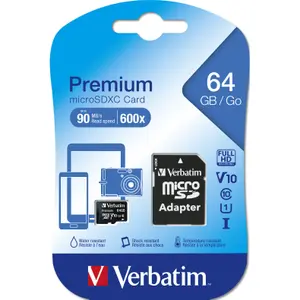 Carte micro SD Verbatim Premium 64Go avec adaptateur image-0