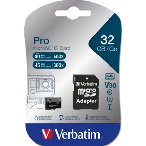 Carte micro SD Verbatim Pro U3 32Go avec adaptateur image-0