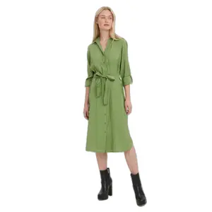 Robe chemise mi-mollet manches longues femme Vero Moda Bell Wvn image-1