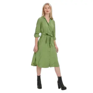 Robe chemise mi-mollet manches longues femme Vero Moda Bell Wvn image-2