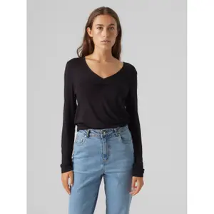 T-Shirt mit V-Ausschnitt und langen Ärmeln, Damen Vero Moda Alberte image-1