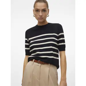 Pullover mit Rundhalsausschnitt und kurzen Ärmeln, Damen Vero Moda Saba Plain image-3