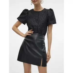 Kurzer, hoch taillierter Lederrock für Damen Vero Moda Nelly image-3