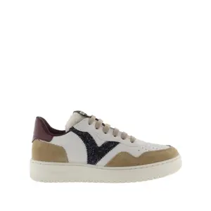 Women's split leather effect sneakers with sequins Victoria Madrid image-0