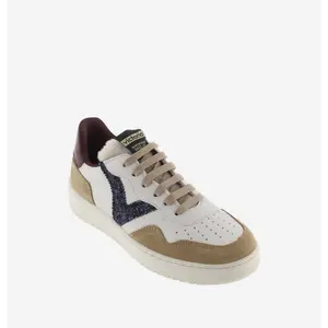 Women's split leather effect sneakers with sequins Victoria Madrid image-1