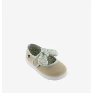 Canvas ballet flats with embellishment and flowers for baby girls Victoria image-3