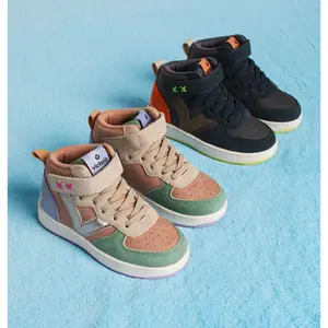 Leather-effect baby sneakers with elastic drawstring Victoria Tiempo image-2