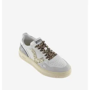 Zapatillas de cuero blanco y oro para mujer Victoria image-1