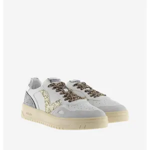 Zapatillas de cuero blanco y oro para mujer Victoria image-4