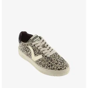 Dames sneakers van gesplitst leer met dierenprint en metaal Victoria Seul image-1