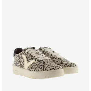 Dames sneakers van gesplitst leer met dierenprint en metaal Victoria Seul image-4