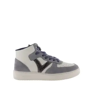 Baskets montantes en cuir fendu effet métallisé femme Victoria Madrid image-0