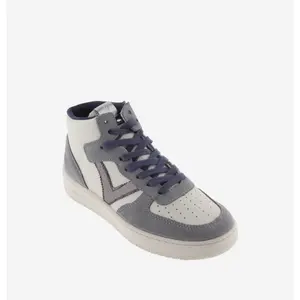 Baskets montantes en cuir fendu effet métallisé femme Victoria Madrid image-1