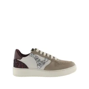 Women's split leather effect sneakers with sequins Victoria Madrid image-0