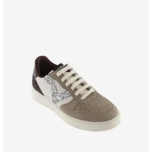 Women's split leather effect sneakers with sequins Victoria Madrid image-2