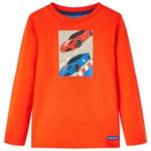 12808-t-shirt-manches-longues-imprime-racing-car-enfant-vidaxl-orange-vif-9-10-ans