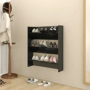 Wall-mounted shoe cabinet, engineered wood vidaXL image-2