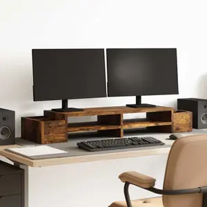 Monitorständer mit Stauraum aus Holzwerkstoff vidaXL 100x27x15 cm image-2