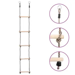 5-step solid wood ladder vidaXL image-1