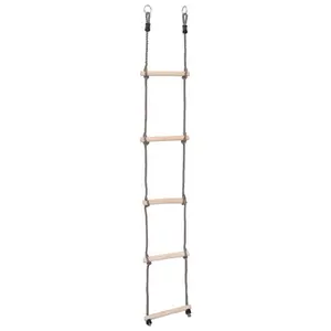 5-step solid wood ladder vidaXL image-0