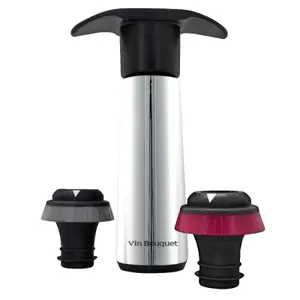 Vacuum pump with 2 plugs and metal finish Vin Bouquet image-0