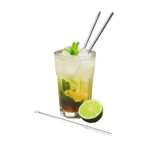 Straight metal cocktail straws Vin Bouquet image-1