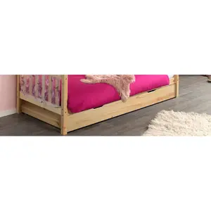 Natural wooden bed with drawer and curtains for children Vipack Dallas DAHK9010+DARB9010 image-3