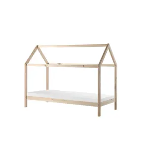 Natural wood bed with child's mattress Vipack Dallas image-0