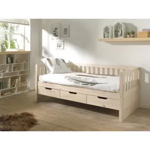 Captain bed with 3 drawers in milky pine for children Vipack Fritz image-1
