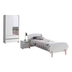 Bed with bedside table and 2-door wardrobe for children Vipack Kiddy image-0