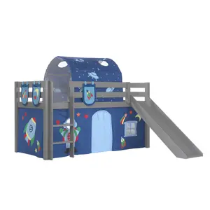 Bed with slide, an astro cover, 3 astro bags, a children's astro tunnel Vipack Pino image-0