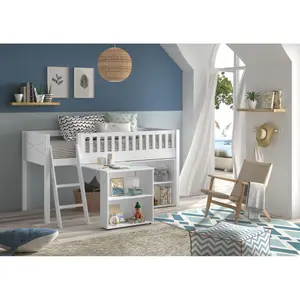 Halbhohes Hochbett scott avec un bureau et une bibliothèque enfant Vipack Scott image-2