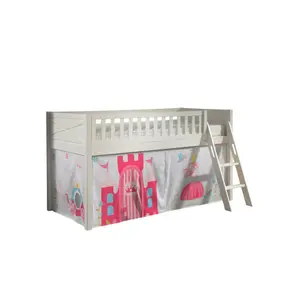 Loft bed with princess play curtain included for kids Vipack Scott image-0