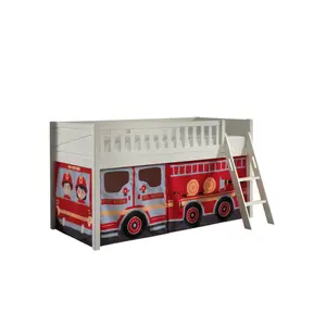 Loft bed and fire truck play curtain for kids Vipack Scott image-0