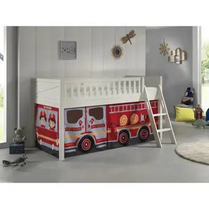 Loft bed and fire truck play curtain for kids Vipack Scott image-1