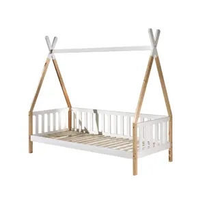 Loft bed with safety rail and drawer for kids Vipack Tipi image-0