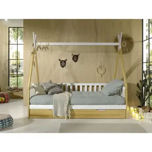 Loft bed with safety rail and drawer for kids Vipack Tipi image-2