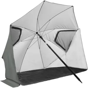 Premium Beach Parasol with Windbreak VirtuFit image-1
