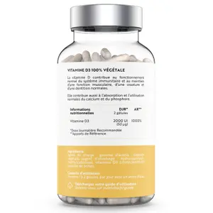 Complemento alimenticio de vitamina D3 - 120 cápsulas Nutrivita image-1