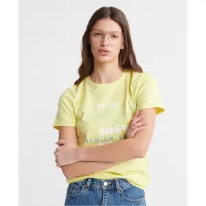 Camiseta de algodón orgánico para mujer Superdry Premium Goods Label image-0