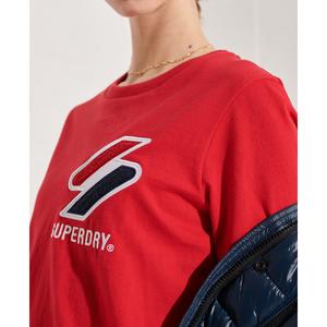 Damen-T-Shirt aus Chenille-Samt und Bio-Baumwolle Superdry Sportstyle image-3