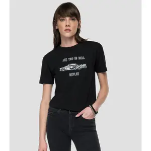 Damen-T-Shirt mit schmaler Passform Replay see you in hell image-0