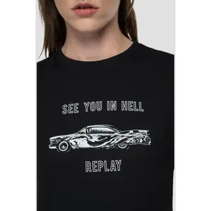 Damen-T-Shirt mit schmaler Passform Replay see you in hell image-3