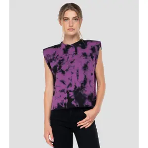 Damen-T-Shirt aus reiner Baumwolle, kastenförmig Replay tie dye image-0