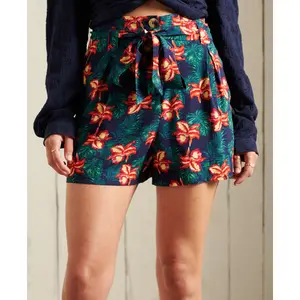 Women's printed paper bag shorts Superdry image-0