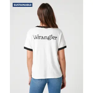 Damen-T-Shirt Wrangler Relaxed Ringer Faded image-2