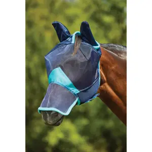 Masque anti-mouches pour cheval en maille fine avec une couverture oreille et nez Weatherbeeta Comfitec Deluxe image-1