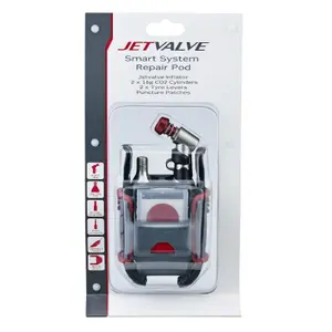 Gonfleur jetvalve avec 2 cartouches - 2 demontes pneu - rustines autocollantes sur carte Weldtite 16g image-1