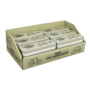 Kit réparation chambre à air 1940 vintage metal - boîte 6 patchs 25mm + colle 5g + papier ponce + bande caoutchouc avec notice si commande quantitï¿½ 24 alors livrï¿½ avec présentoir Weldtite image-2